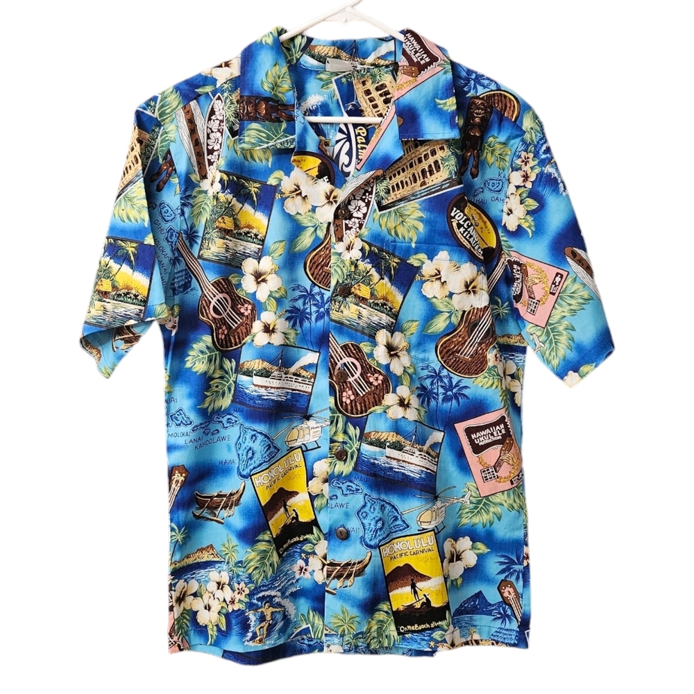 Palmwave Hawaiian Short Sleeve Button Up Shirt Men Small Tropical Vacation